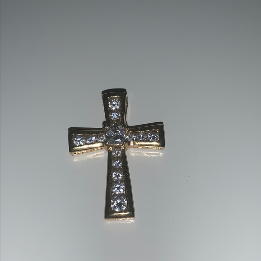 Cross, gold with diamond, necklace charm